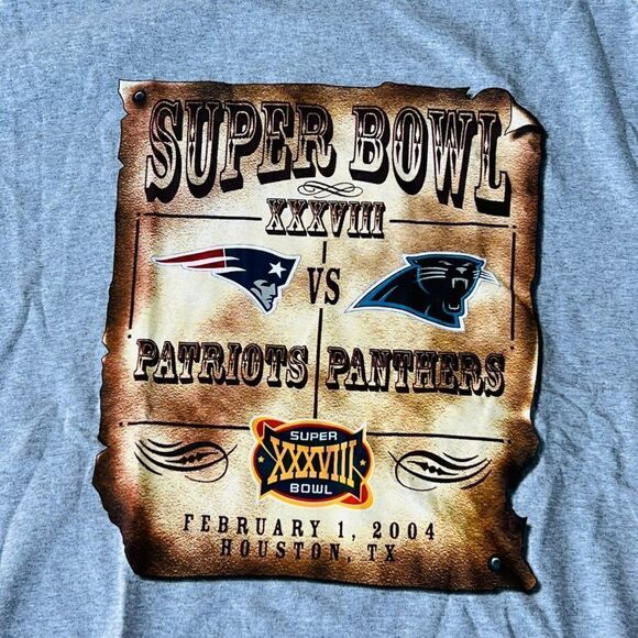 Lee Sport Vintage Super Bowl XXXVII 2004 Patriots / Panthers T-Shirt Men's Large - Picture 5 of 5